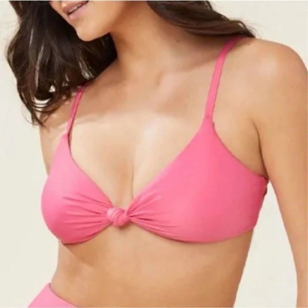 Andie Swim The Santorini Bikini Top Knot Front Pink Size S NWT
